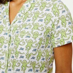 NWT ROLLER RABBIT Lime Green Monkey Polo Pajamas!